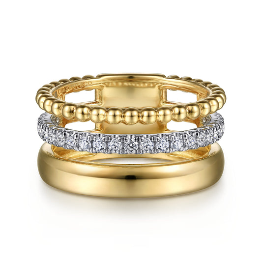 14K White & Yellow Gold Diamond Easy Stackable Ring, 0.35ct-Bujukan — Gabriel & Co. LR52203M45JJ