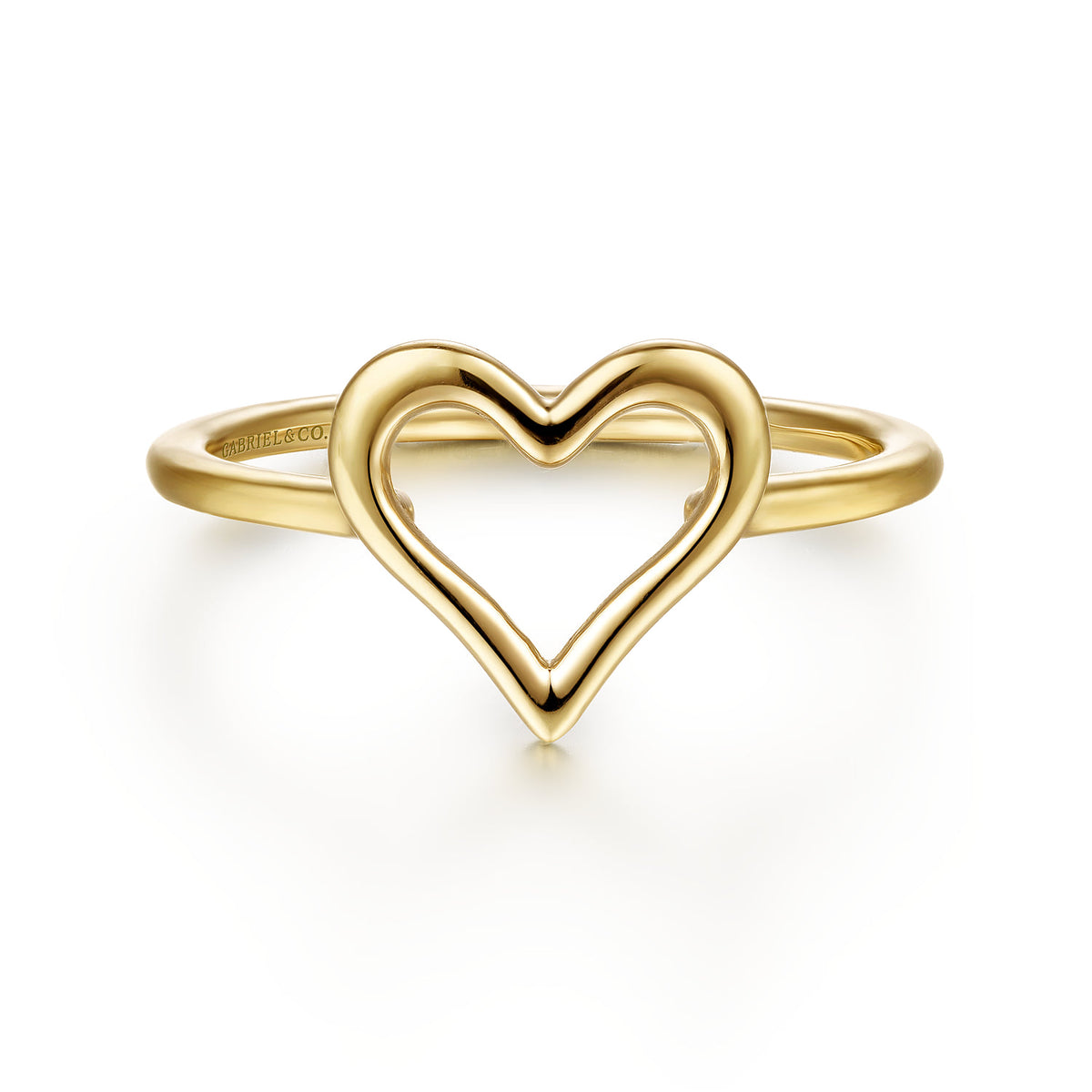 14K Yellow Plain Gold Open Heart Ladies Ring — Gabriel & Co. LR52219Y4JJJ