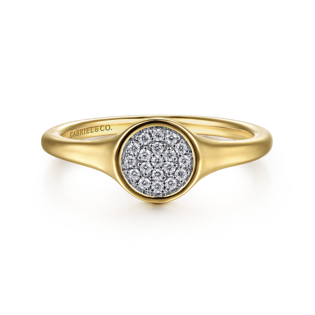 14K Yellow Gold Cluster Pavé Diamond Signet Promise Ring — Gabriel & Co. LR52238Y45JJ