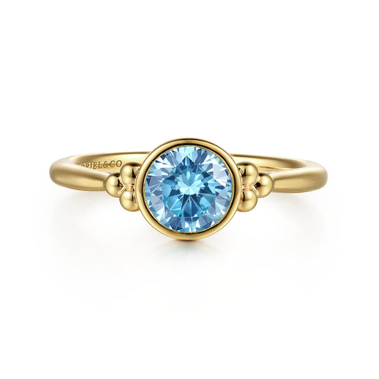 14K Yellow Gold Blue Topaz Bujukan Promise Ring — Gabriel & Co. LR52244Y4JBT