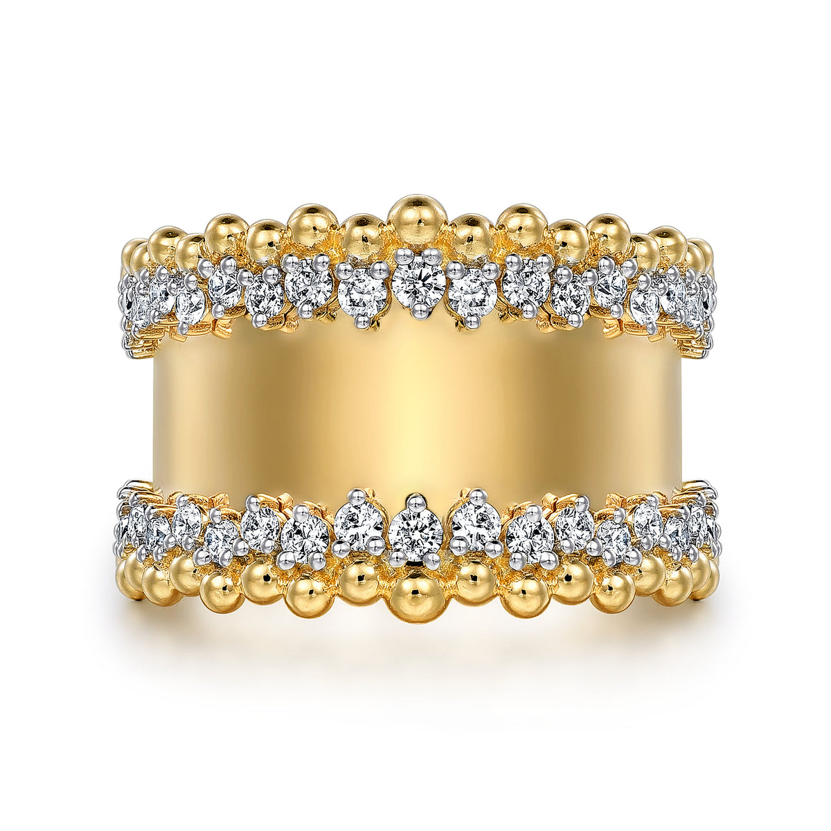 14K Yellow Gold Bujukan Diamond Wide Band Ring — Gabriel & Co. LR52361Y45JJ
