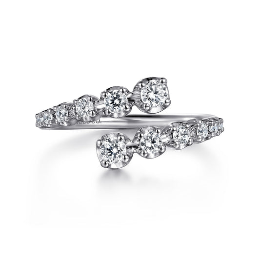14K White Gold Diamond Bypass Ring — Gabriel & Co. LR52422W45JJ
