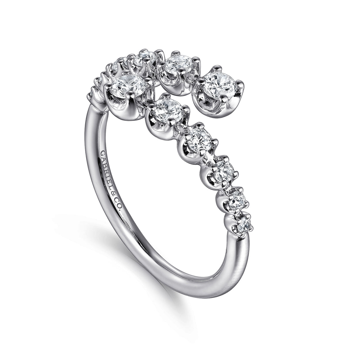 14K White Gold Diamond Bypass Ring — Gabriel & Co. LR52422W45JJ