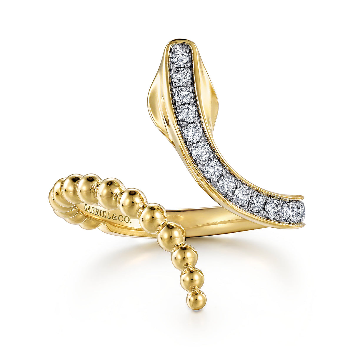 14K Yellow Gold Bujukan Diamond Open Snake Ring — Gabriel & Co. LR52423Y45JJ