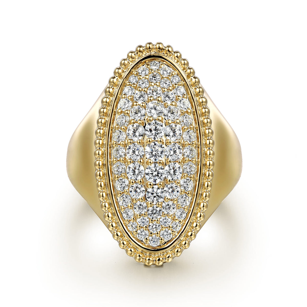14K Yellow Gold Bujukan Diamond Elongated Oval Signet Ring — Gabriel & Co. LR52463Y45JJ
