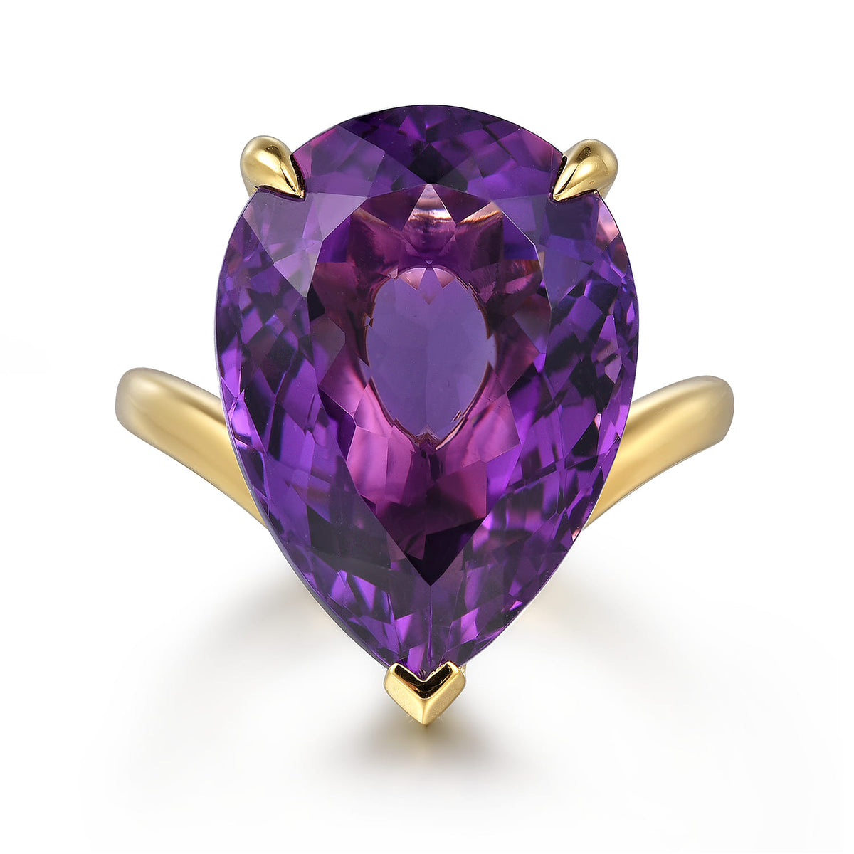 14K Yellow Gold Amethyst Pear Shape Ladies Ring — Gabriel & Co. LR52522Y4JAM