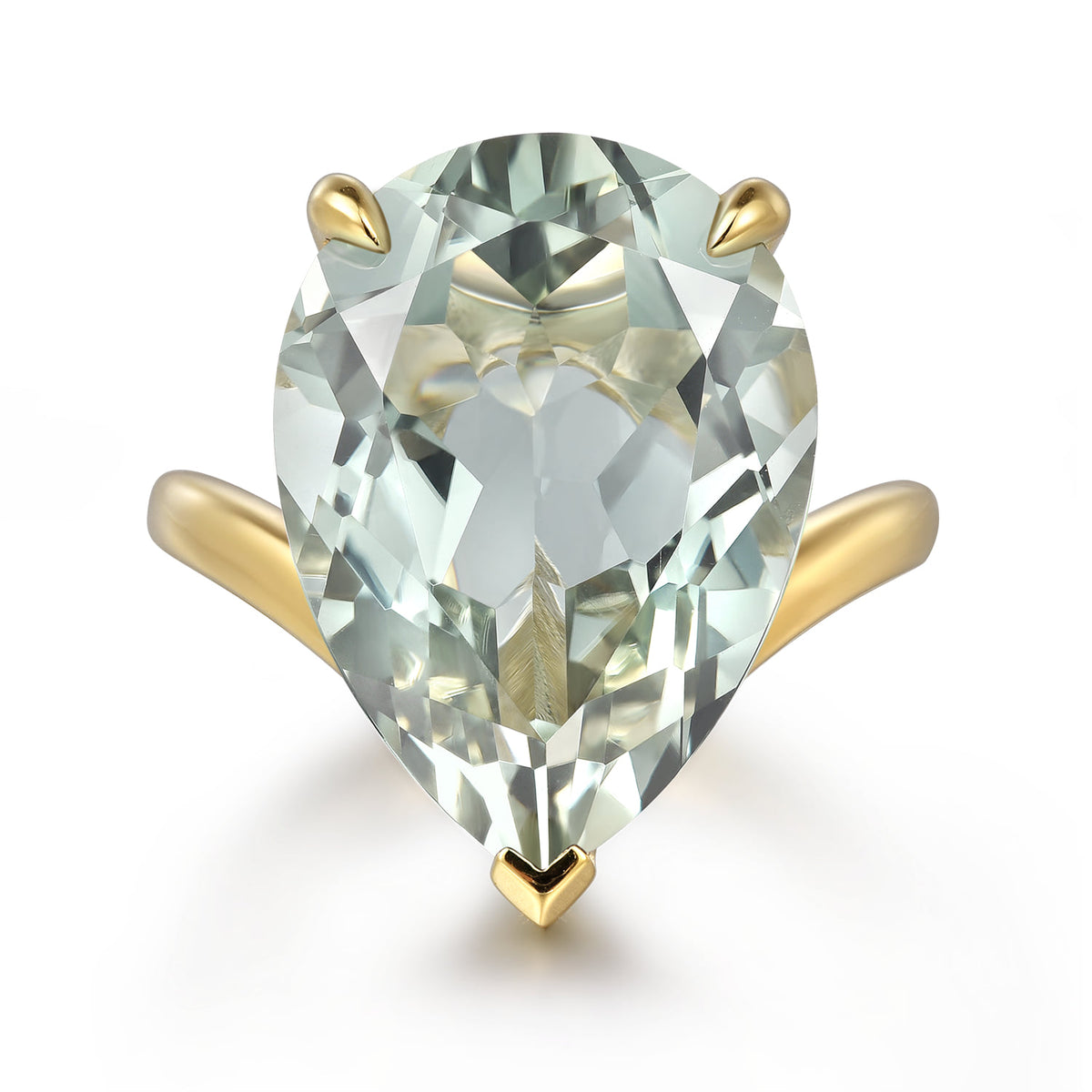 14K Yellow Gold Green Amethyst Pear Ladies Ring — Gabriel & Co. LR52522Y4JGA
