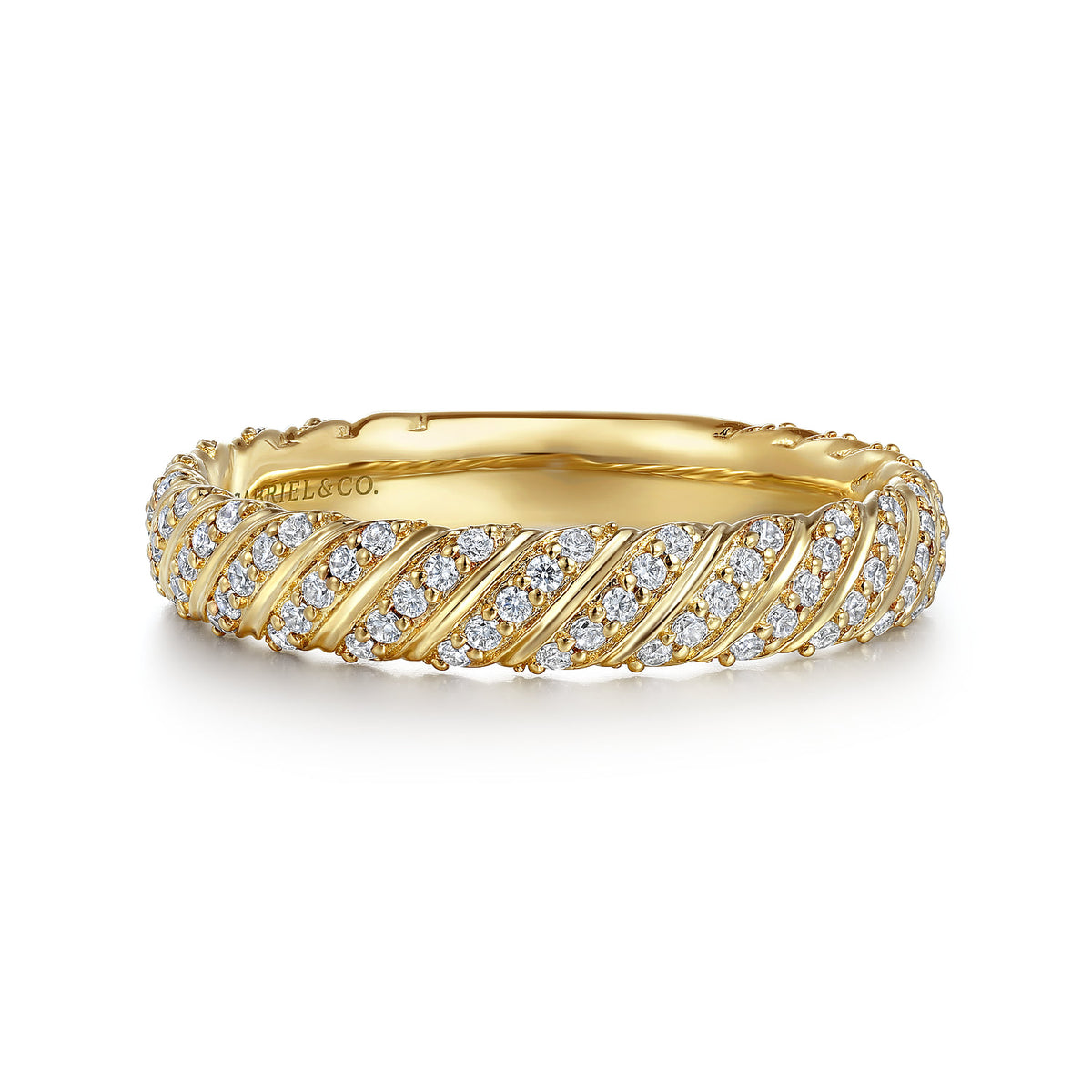 14K Yellow Gold Diamond Rope Stackable Ladies Ring — Gabriel & Co. LR52538Y45JJ