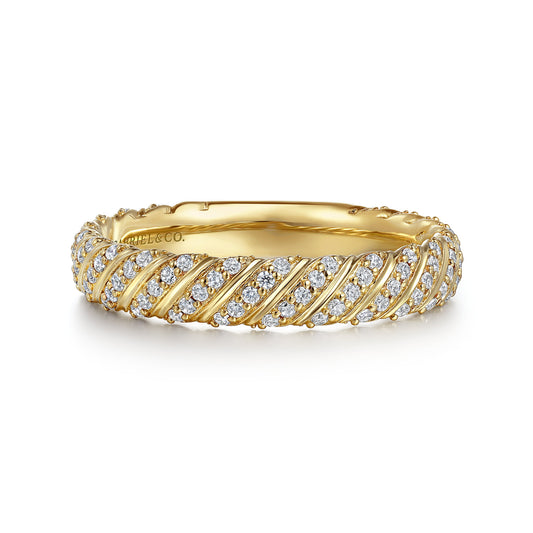 14K Yellow Gold Diamond Rope Stackable Ladies Ring — Gabriel & Co. LR52538Y45JJ