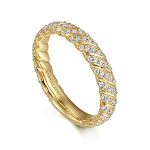 14K Yellow Gold Diamond Rope Stackable Ladies Ring — Gabriel & Co. LR52538Y45JJ