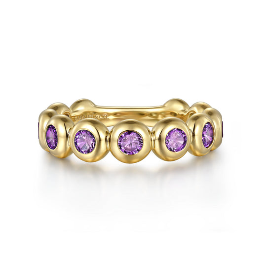 14K Yellow Gold AM - Amethyst Ladies Ring — Gabriel & Co. LR52543Y4JAM
