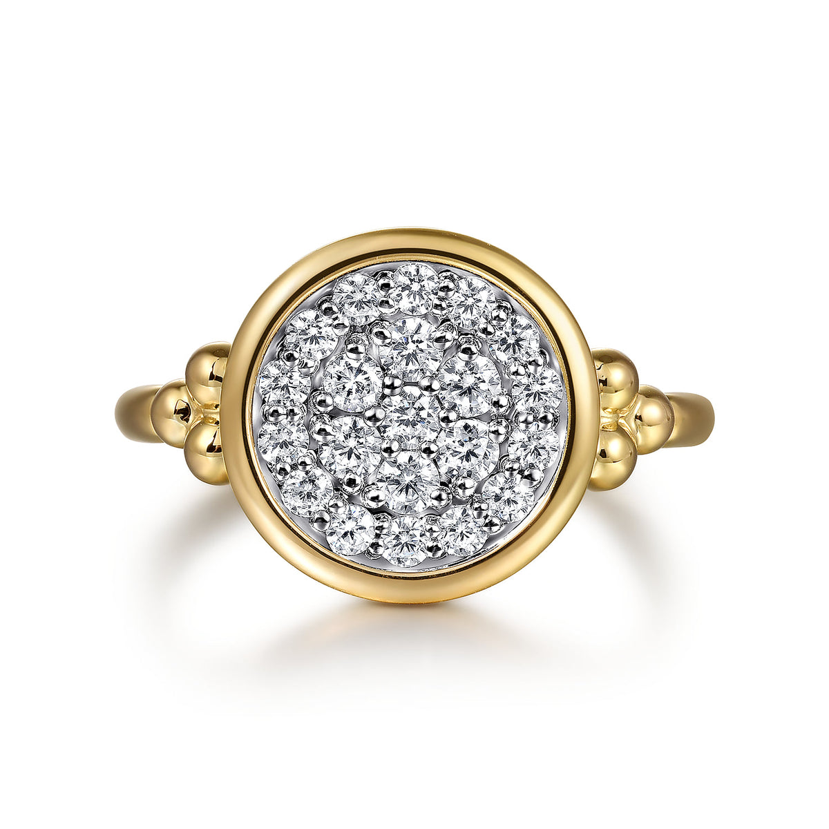 Signet Ring 14K White and Yellow Gold Diamond 0.5ct Bujukan — Gabriel & Co. LR52556M45JJ