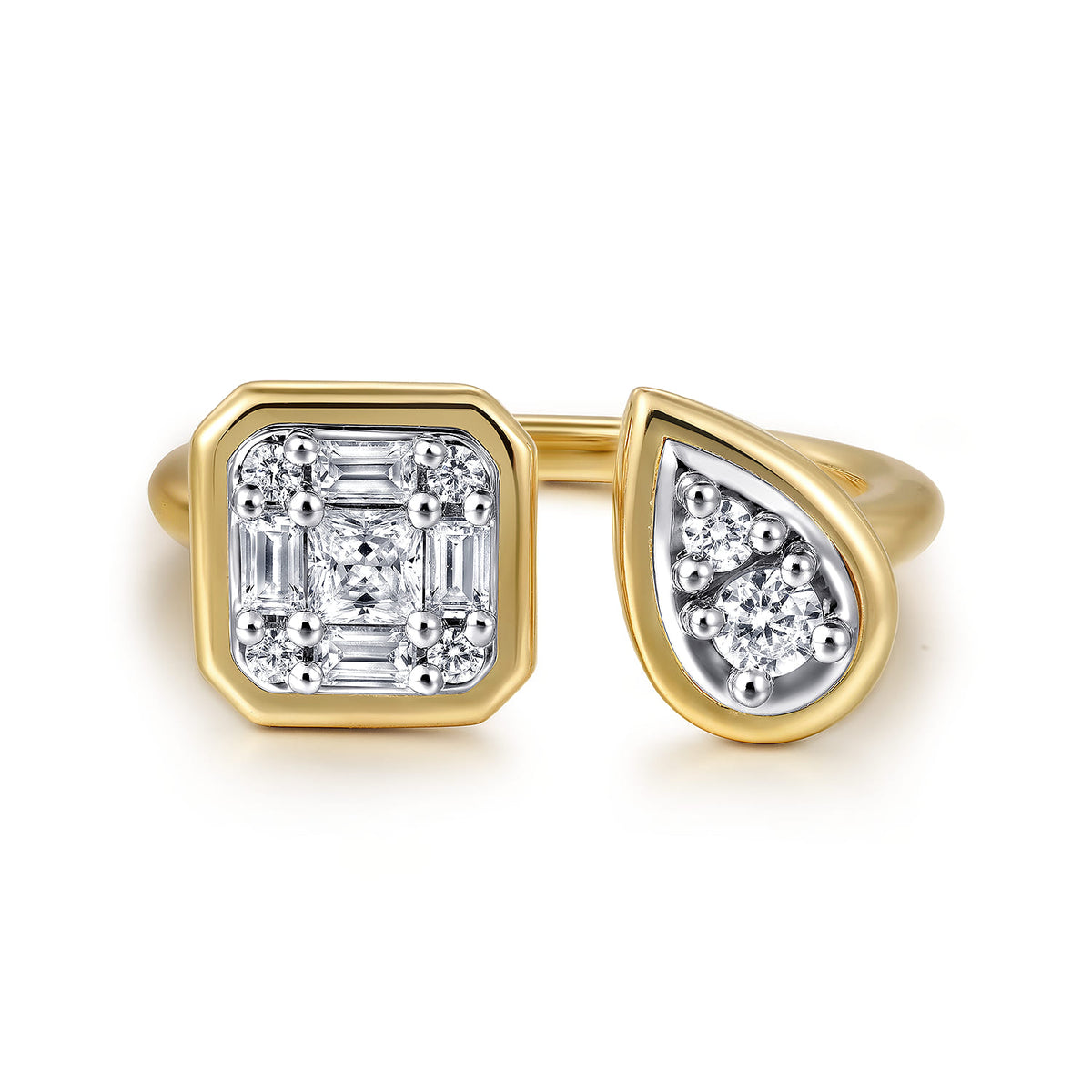 Stackable Open Ring 14K White and Yellow Gold Diamond 0.4ct — Gabriel & Co. LR52579M44JJ