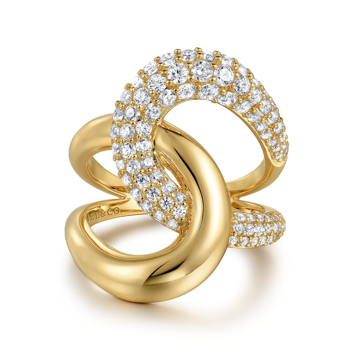 14K Yellow Gold Diamond Interlocking Ladies Ring — Gabriel & Co. LR52586Y45JJ