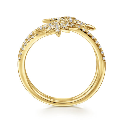14K Yellow Gold Diamond Starburst Wrap Ladies Ring — Gabriel & Co. LR52608Y45JJ