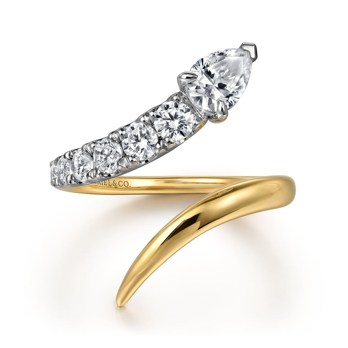 14K White and Yellow Gold Diamond Bypass Snake Ring — Gabriel & Co. LR52609M45JJ