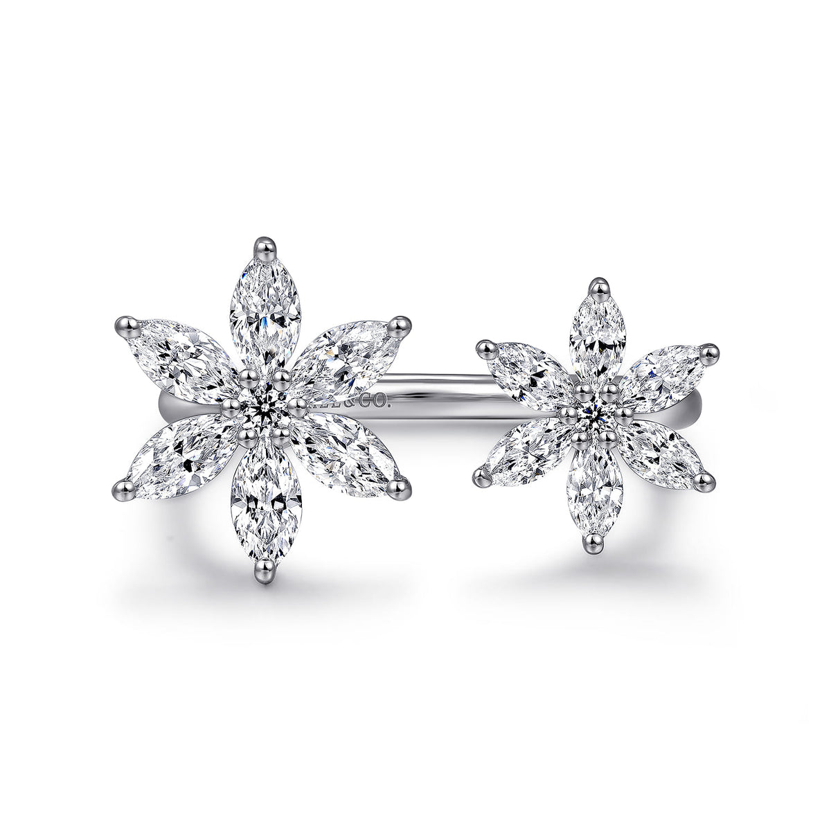 18K White Gold Diamond Floral Open Ladies Ring — Gabriel & Co. LR52635W84JJ