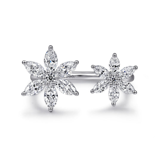 18K White Gold Diamond Floral Open Ladies Ring — Gabriel & Co. LR52635W84JJ