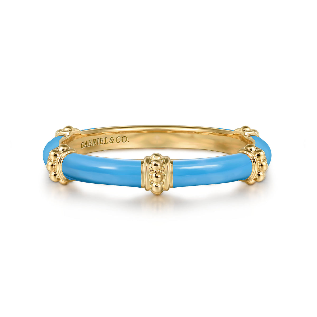 14K Yellow Gold Bujukan Bar Split Stackable with Dusk Blue Enamel — Gabriel & Co. LR52650E5Y4JJJ