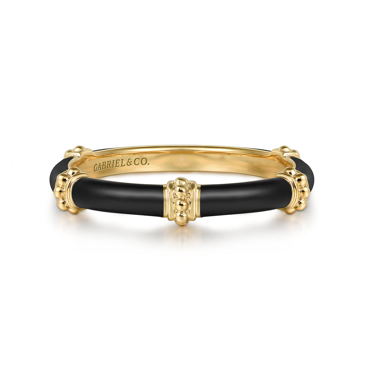 14K Yellow Gold Bujukan Bar Split Stackable with Black Enamel — Gabriel & Co. LR52650E8Y4JJJ