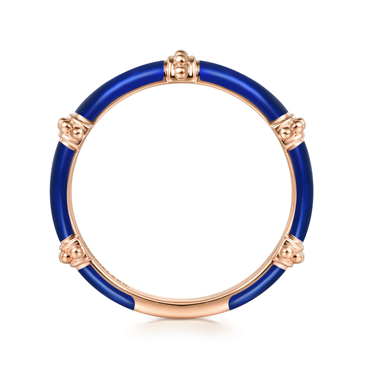14K Rose Gold Bujukan Bar Split Stackable with Chrome Blue Enamel — Gabriel & Co. LR52650ELK4JJJ