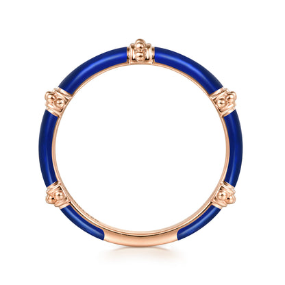 14K Rose Gold Bujukan Bar Split Stackable with Chrome Blue Enamel — Gabriel & Co. LR52650ELK4JJJ