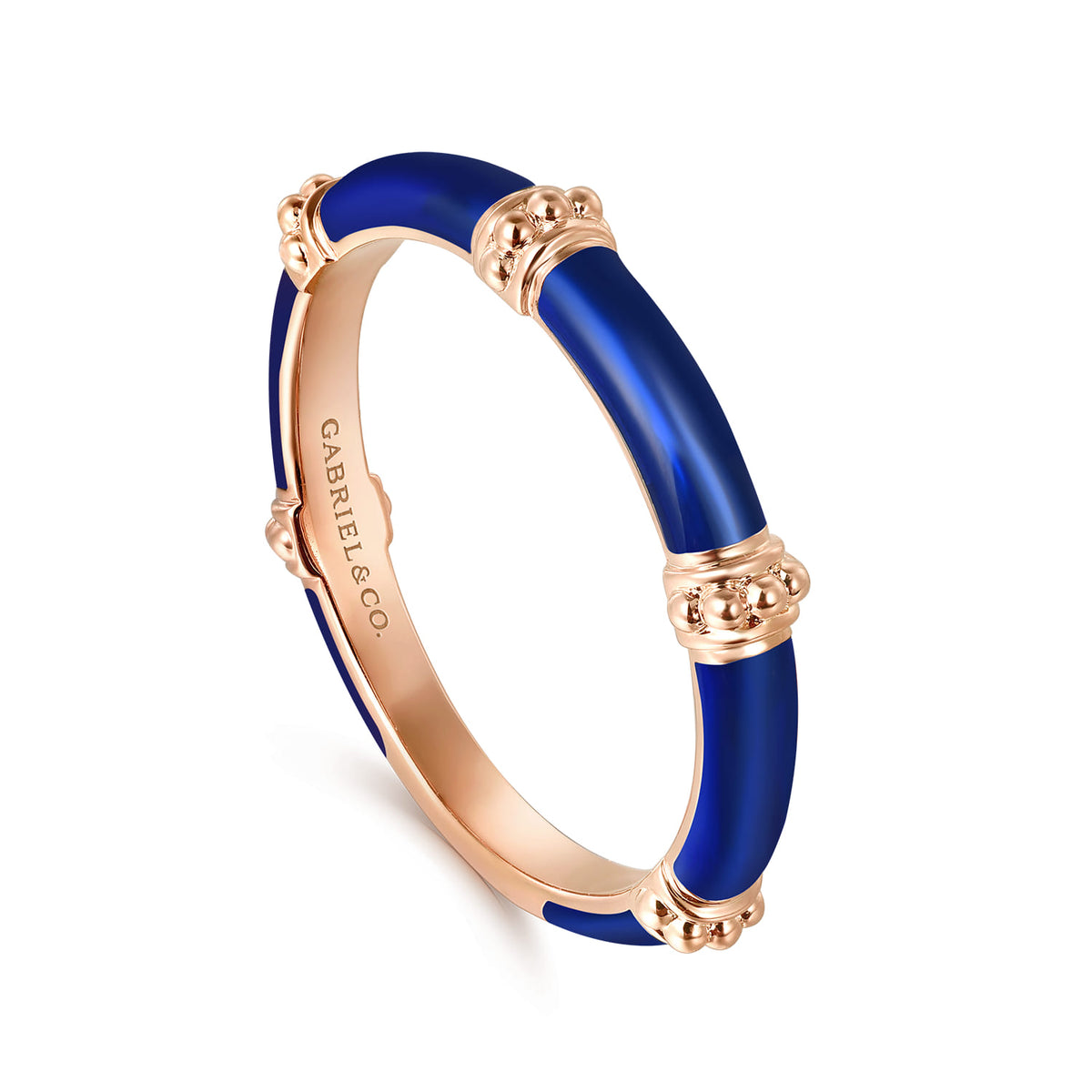 14K Rose Gold Bujukan Bar Split Stackable with Chrome Blue Enamel — Gabriel & Co. LR52650ELK4JJJ