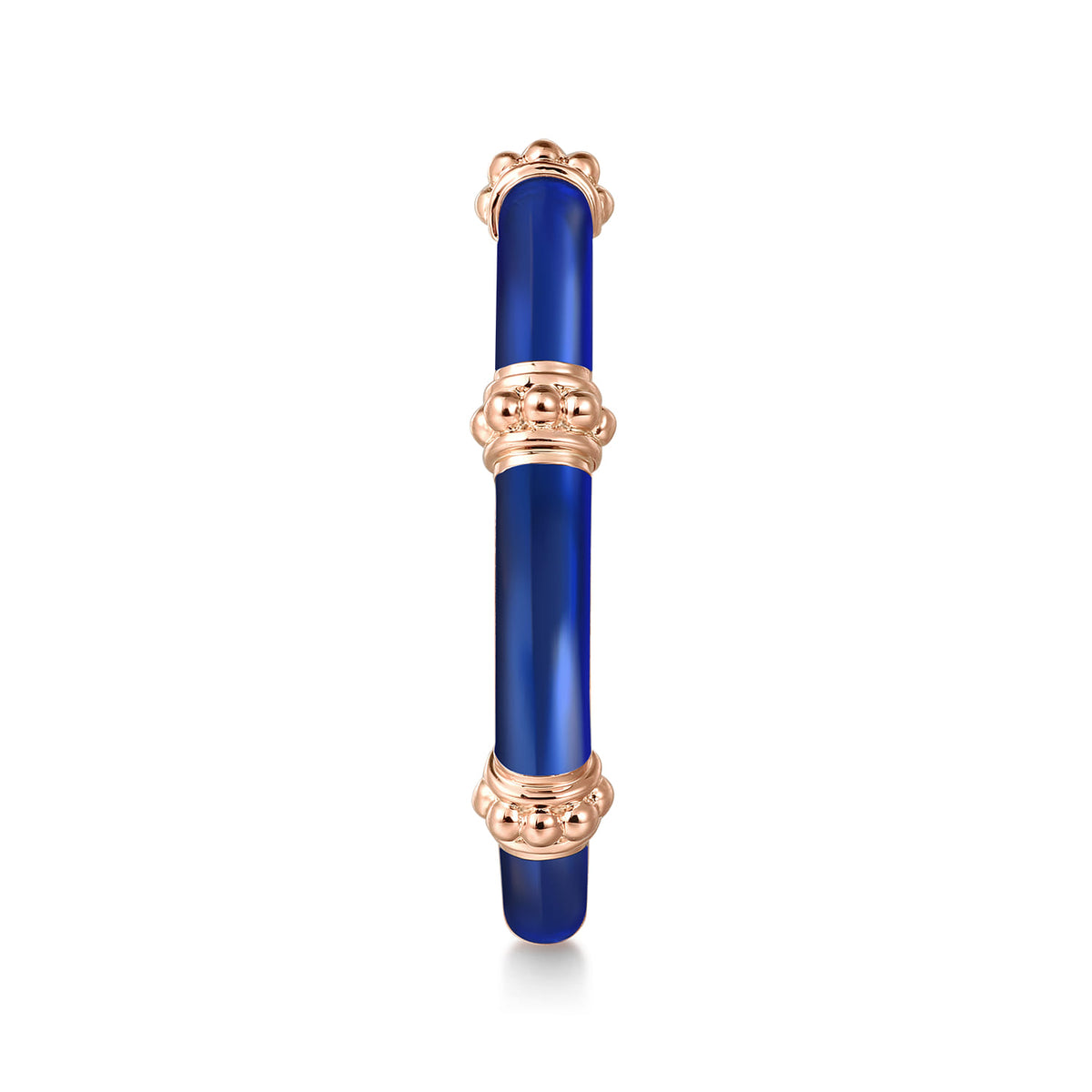 14K Rose Gold Bujukan Bar Split Stackable with Chrome Blue Enamel — Gabriel & Co. LR52650ELK4JJJ
