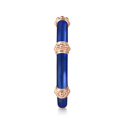 14K Rose Gold Bujukan Bar Split Stackable with Chrome Blue Enamel — Gabriel & Co. LR52650ELK4JJJ