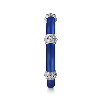 14K White Gold Bujukan Bar Split Stackable with Chrome Blue Enamel — Gabriel & Co. LR52650ELW4JJJ
