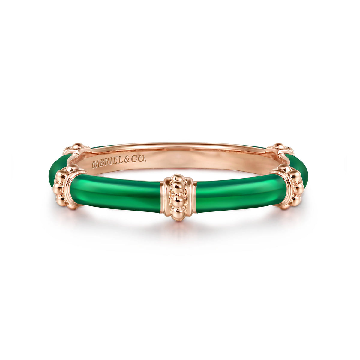 14K Rose Gold Bujukan Bar Split Stackable with Chrome Green Enamel — Gabriel & Co. LR52650EQK4JJJ