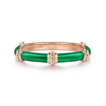 14K Rose Gold Bujukan Bar Split Stackable with Chrome Green Enamel — Gabriel & Co. LR52650EQK4JJJ