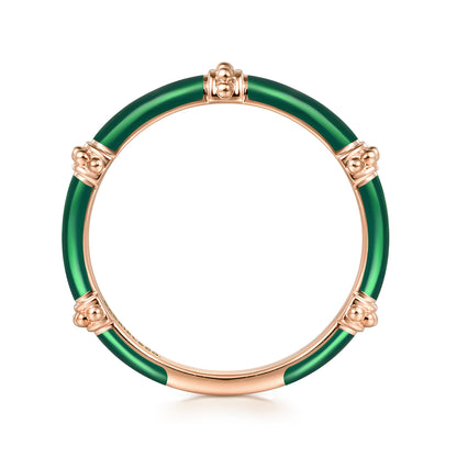 14K Rose Gold Bujukan Bar Split Stackable with Chrome Green Enamel — Gabriel & Co. LR52650EQK4JJJ