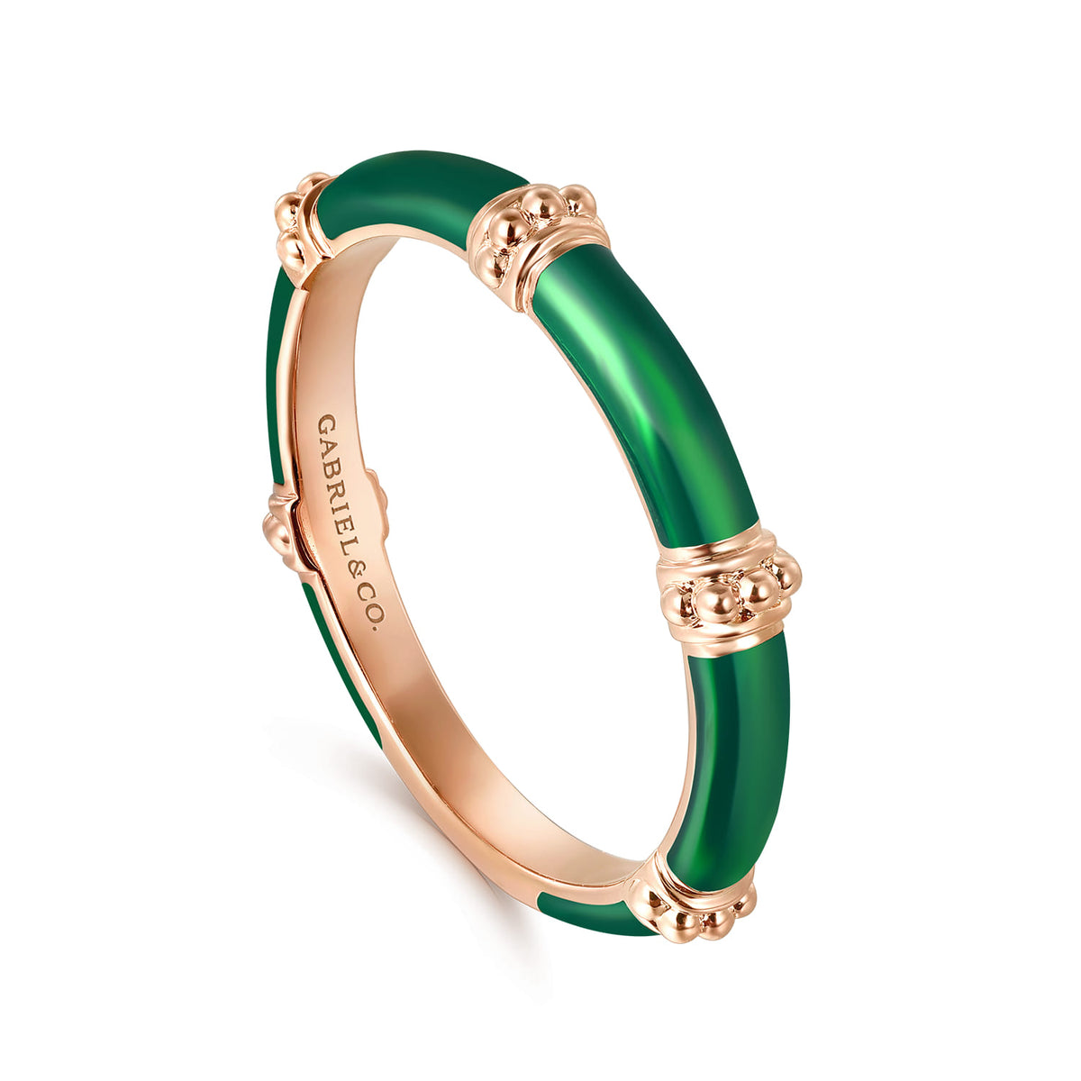 14K Rose Gold Bujukan Bar Split Stackable with Chrome Green Enamel — Gabriel & Co. LR52650EQK4JJJ