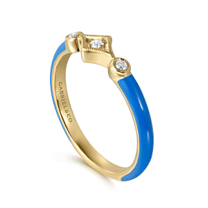 14K Yellow Gold Diamond Split Stackable with Blue Enamel — Gabriel & Co. LR52651ECY45JJ