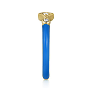 14K Yellow Gold Diamond Split Stackable with Blue Enamel — Gabriel & Co. LR52651ECY45JJ