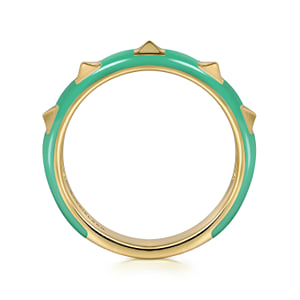 14K Yellow Gold Pyramid Stackable with Mint Green Enamel — Gabriel & Co. LR52654EHY4JJJ