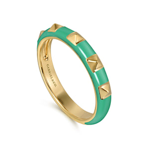 14K Yellow Gold Pyramid Stackable with Mint Green Enamel — Gabriel & Co. LR52654EHY4JJJ