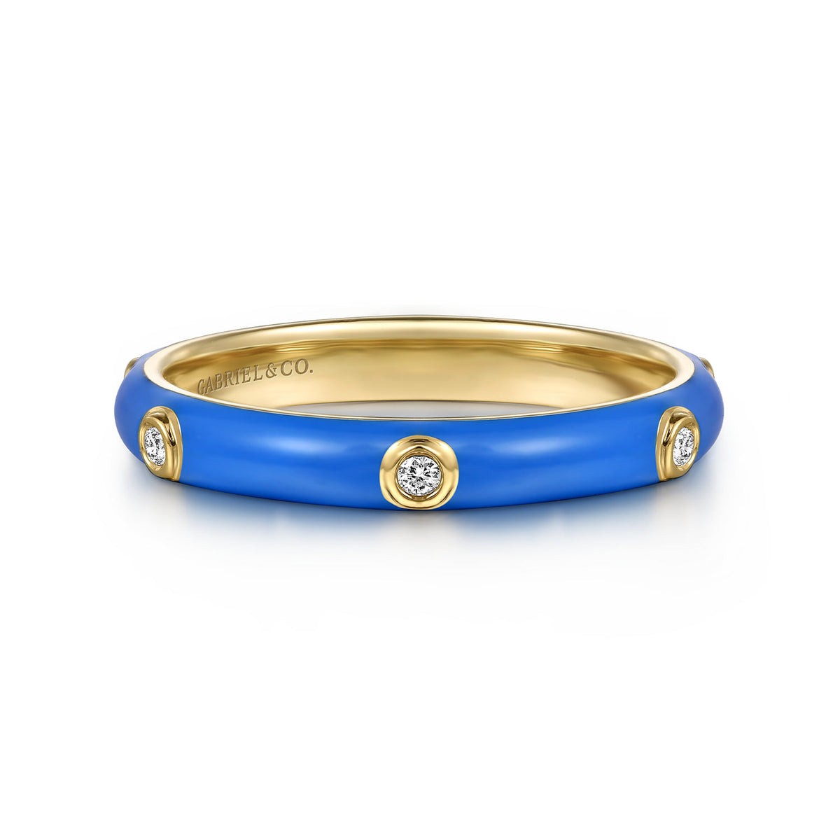14K Yellow Gold Diamond Split Stackable with Blue Enamel — Gabriel & Co. LR52655ECY45JJ