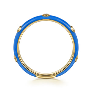 14K Yellow Gold Diamond Split Stackable with Blue Enamel — Gabriel & Co. LR52655ECY45JJ