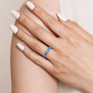 14K Yellow Gold Diamond Split Stackable with Blue Enamel — Gabriel & Co. LR52655ECY45JJ