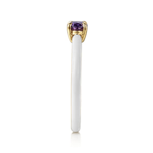 14K Yellow Gold Amethyst Cocktail Stackable with White Enamel — Gabriel & Co. LR52656E9Y4JAM