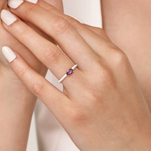 14K Yellow Gold Amethyst Cocktail Stackable with White Enamel — Gabriel & Co. LR52656E9Y4JAM