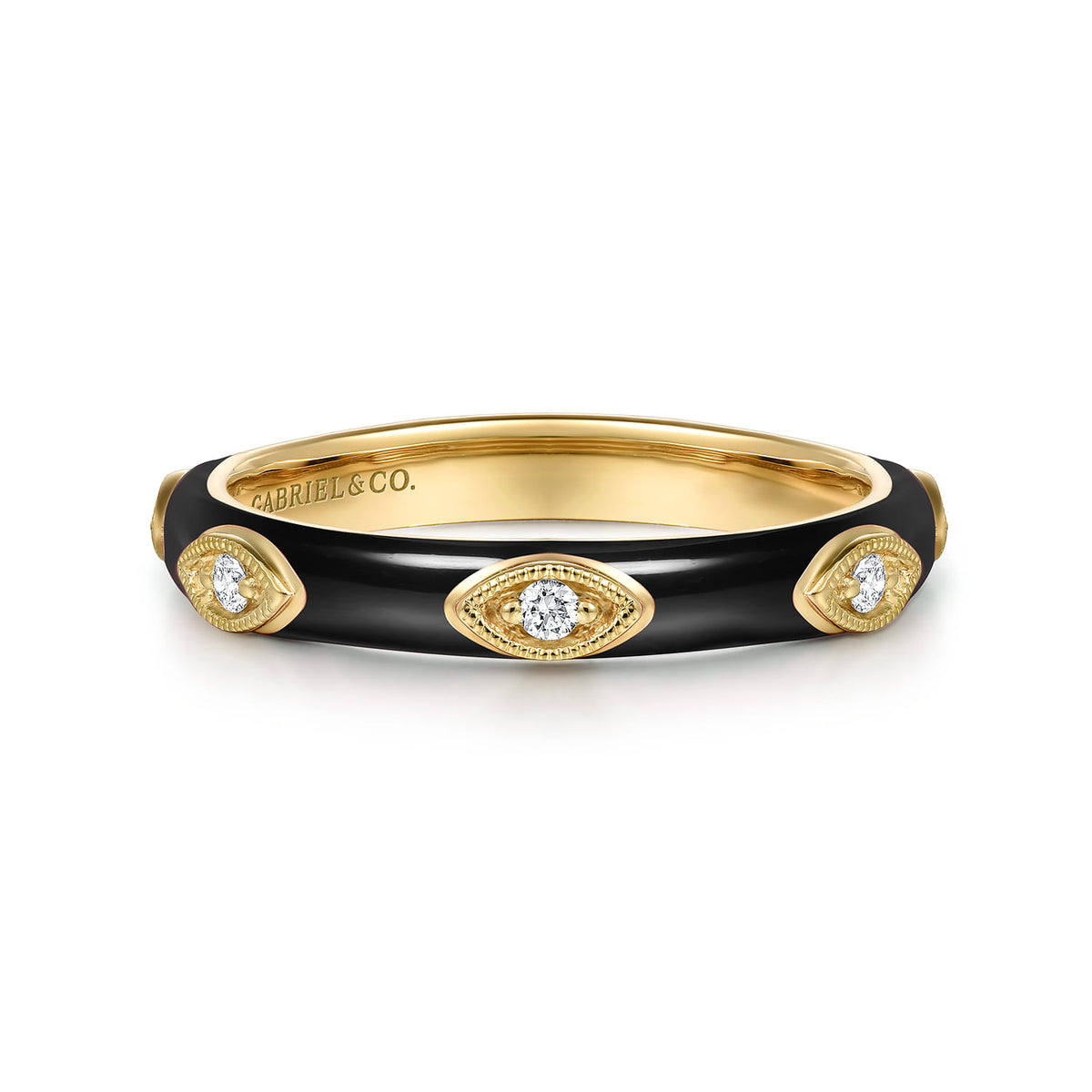 14K Yellow Gold Diamond Split Stackable with Black Enamel — Gabriel & Co. LR52657E8Y45JJ