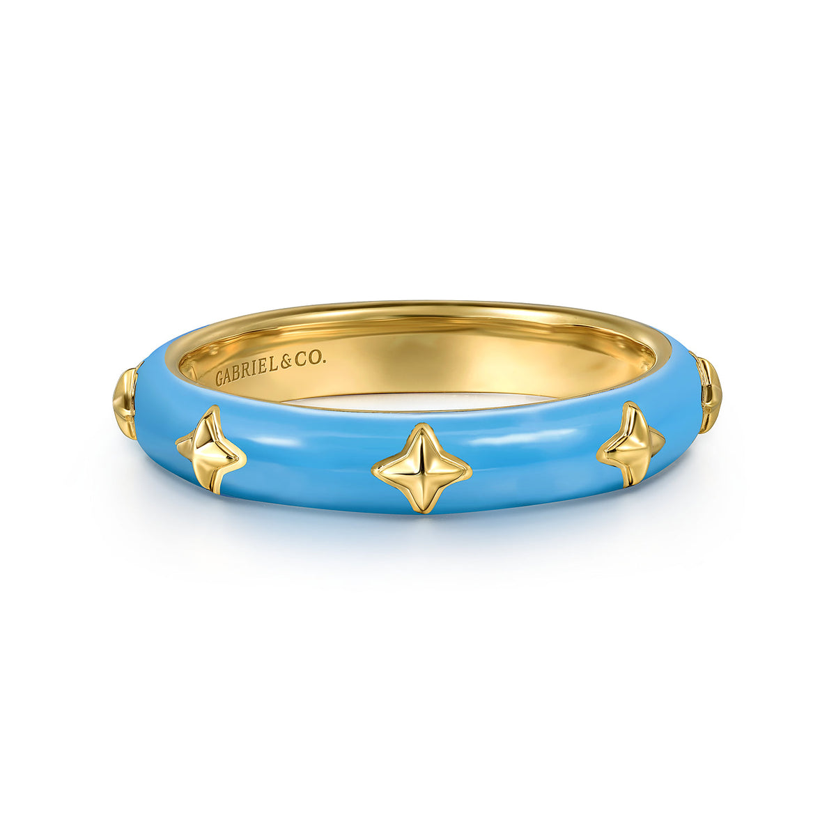 14K Yellow Gold Star Split Stackable with Dusk Blue Enamel — Gabriel & Co. LR52658E5Y4JJJ