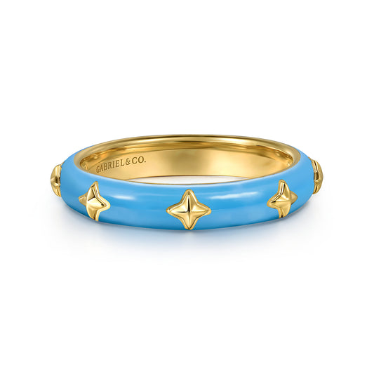 14K Yellow Gold Star Split Stackable with Dusk Blue Enamel — Gabriel & Co. LR52658E5Y4JJJ