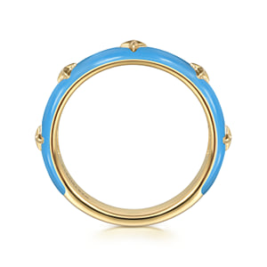 14K Yellow Gold Star Split Stackable with Dusk Blue Enamel — Gabriel & Co. LR52658E5Y4JJJ