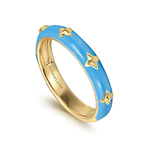 14K Yellow Gold Star Split Stackable with Dusk Blue Enamel — Gabriel & Co. LR52658E5Y4JJJ