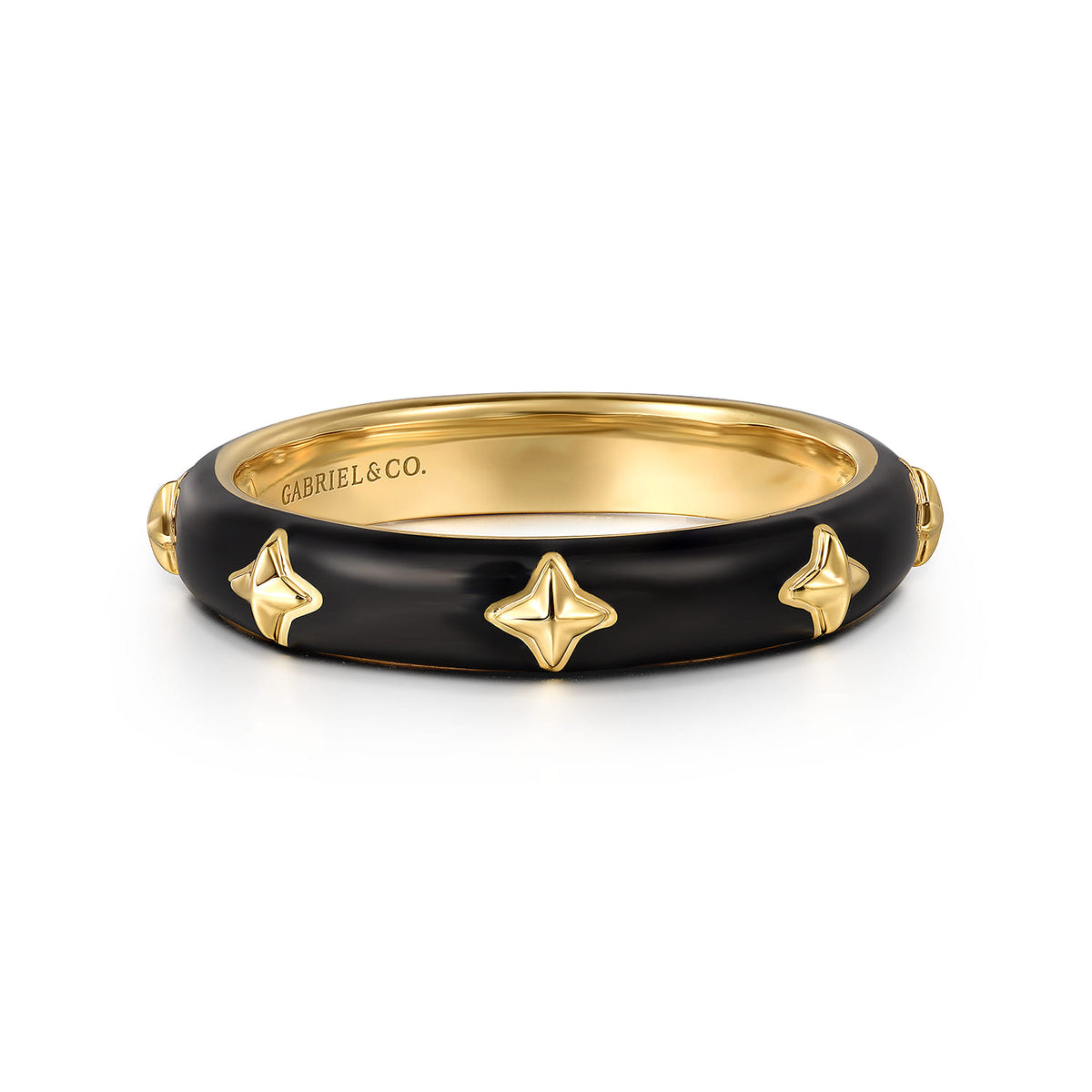 14K Yellow Gold Star Split Stackable with Black Enamel — Gabriel & Co. LR52658E8Y4JJJ