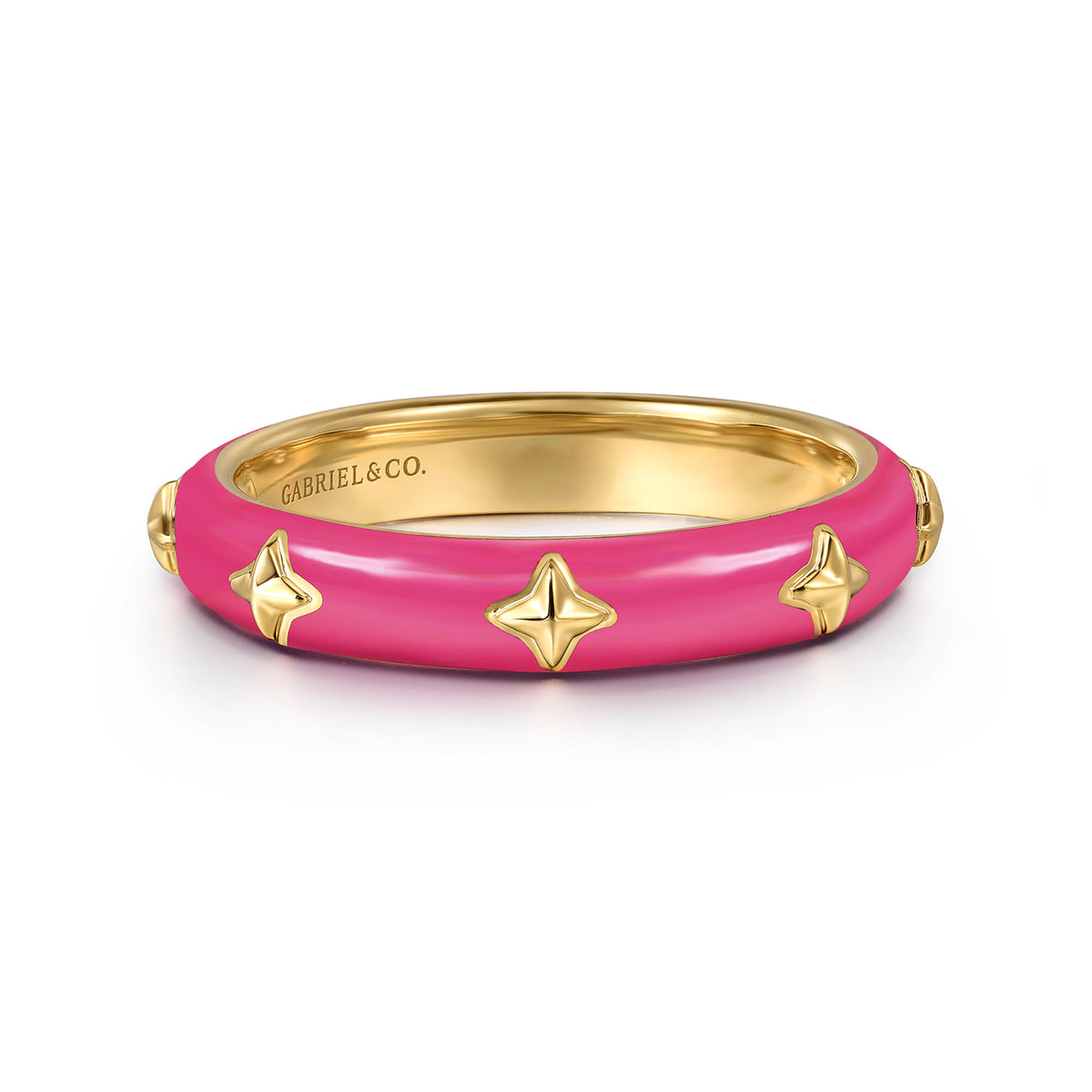 14K Yellow Gold Star Split Stackable with Fuchsia Enamel — Gabriel & Co. LR52658EFY4JJJ